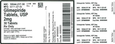 Label 2mg 30ct (Label Glimepiride Tabs 2mg Bpi(10544 217 30) Dr Reddys(55111 321 05) Rev2)